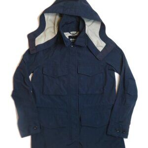 Madewell Fieldwalk Military Jacket Womens Small Navy Blue Hood Pockets Nylon